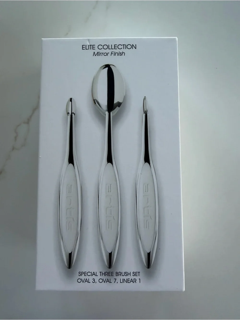 Artis Silver White Oval Makeup Brush Set NIB